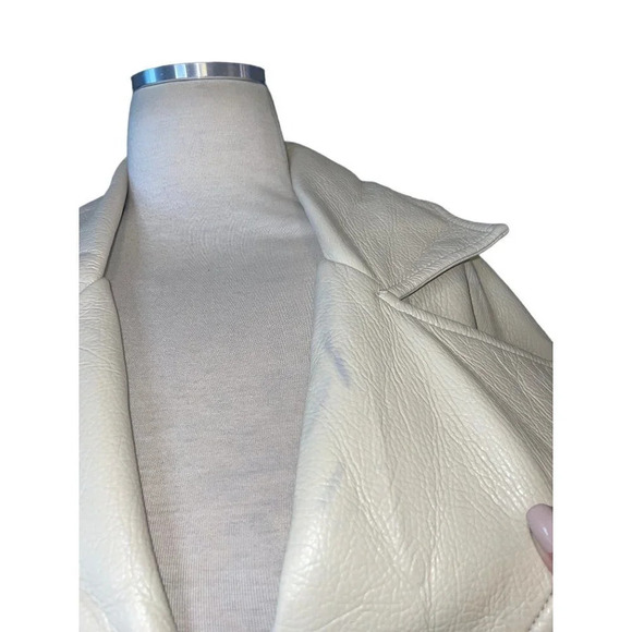 Apparis Kiera Faux Leather Trench Coat in Ivory Large New Vegan Jacket - Picture 9 of 16